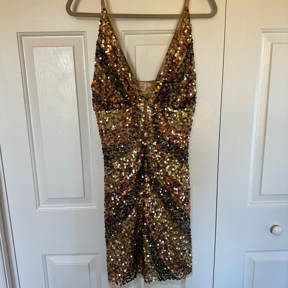 Thrifted Arden B Gold Sequin Dress SIZE L